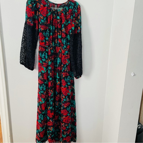 Torrid Floral Maxi Dress with Lace Sleeves - Picture 7 of 8